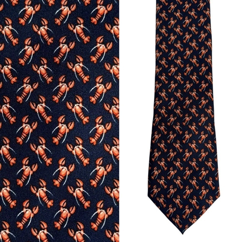 Mens Lobster Tie Coastal Nautical Silk‎ Beach Vacation Novelty